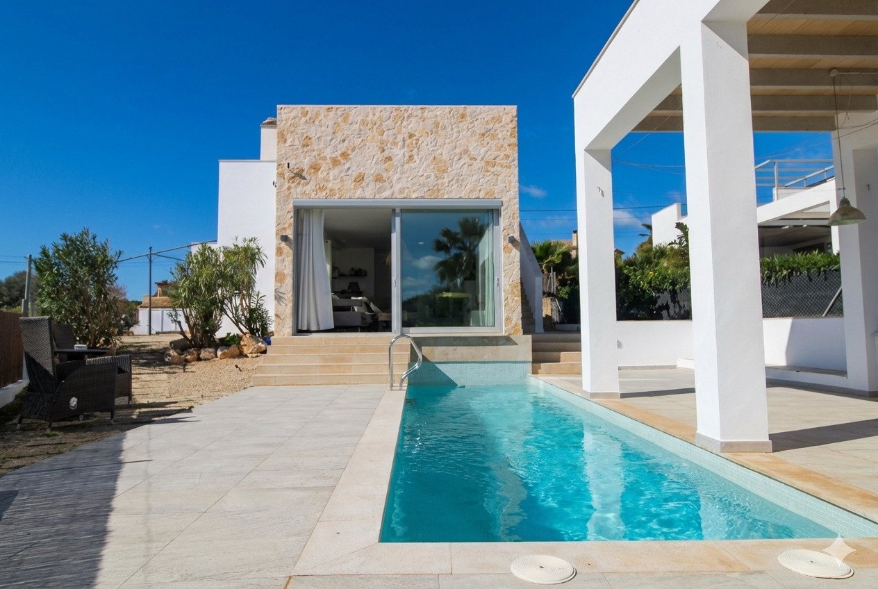 Exklusiv nur bei uns: Bungalow mit Meerblick, Salzwasserpool und Panorama-Dachterrasse