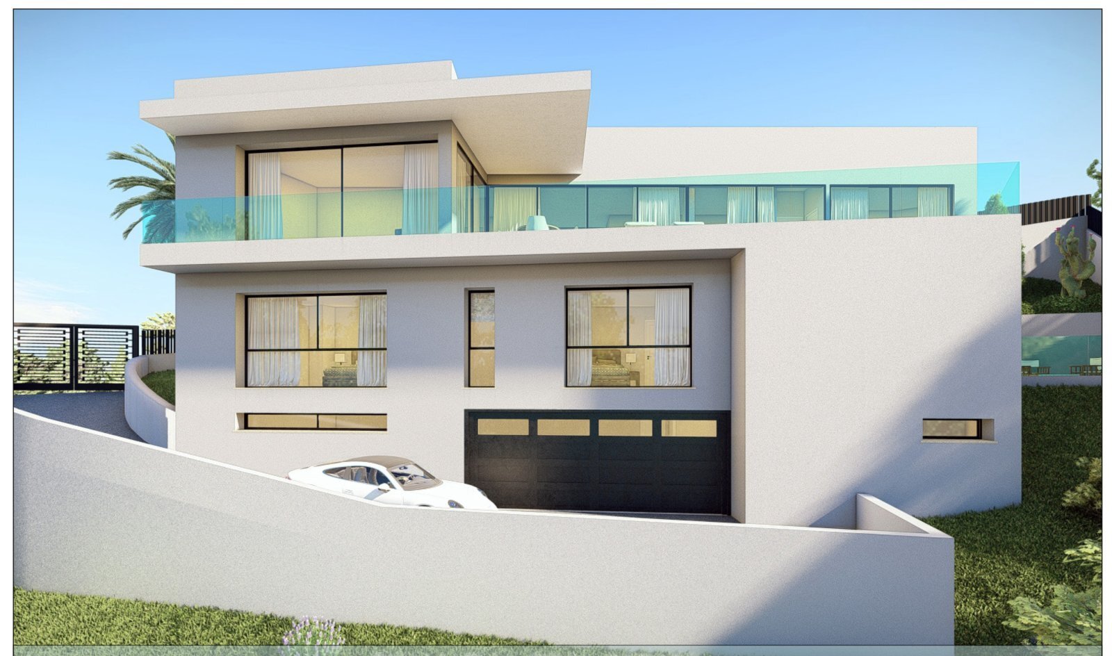 Moderne Architektur mit intelligenter Raumaufteilung über zwei Ebenen Moderne Architektur mit intelligenter Raumaufteilung über zwei Ebenen