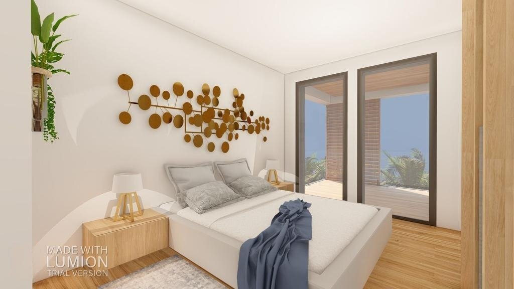 Hauptschlafzimmer mit direktem Terrassenzugang und Panoramaverglasung Hauptschlafzimmer mit direktem Terrassenzugang und Panoramaverglasung