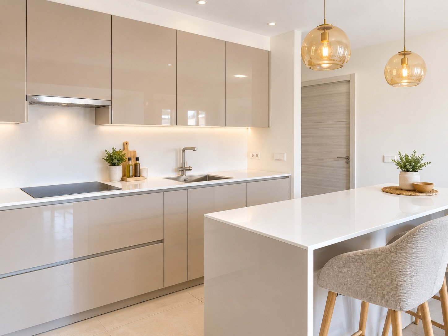 Moderne Küche mit funktionaler Kochinsel und durchdachtem Stauraum Moderne Küche mit funktionaler Kochinsel und durchdachtem Stauraum