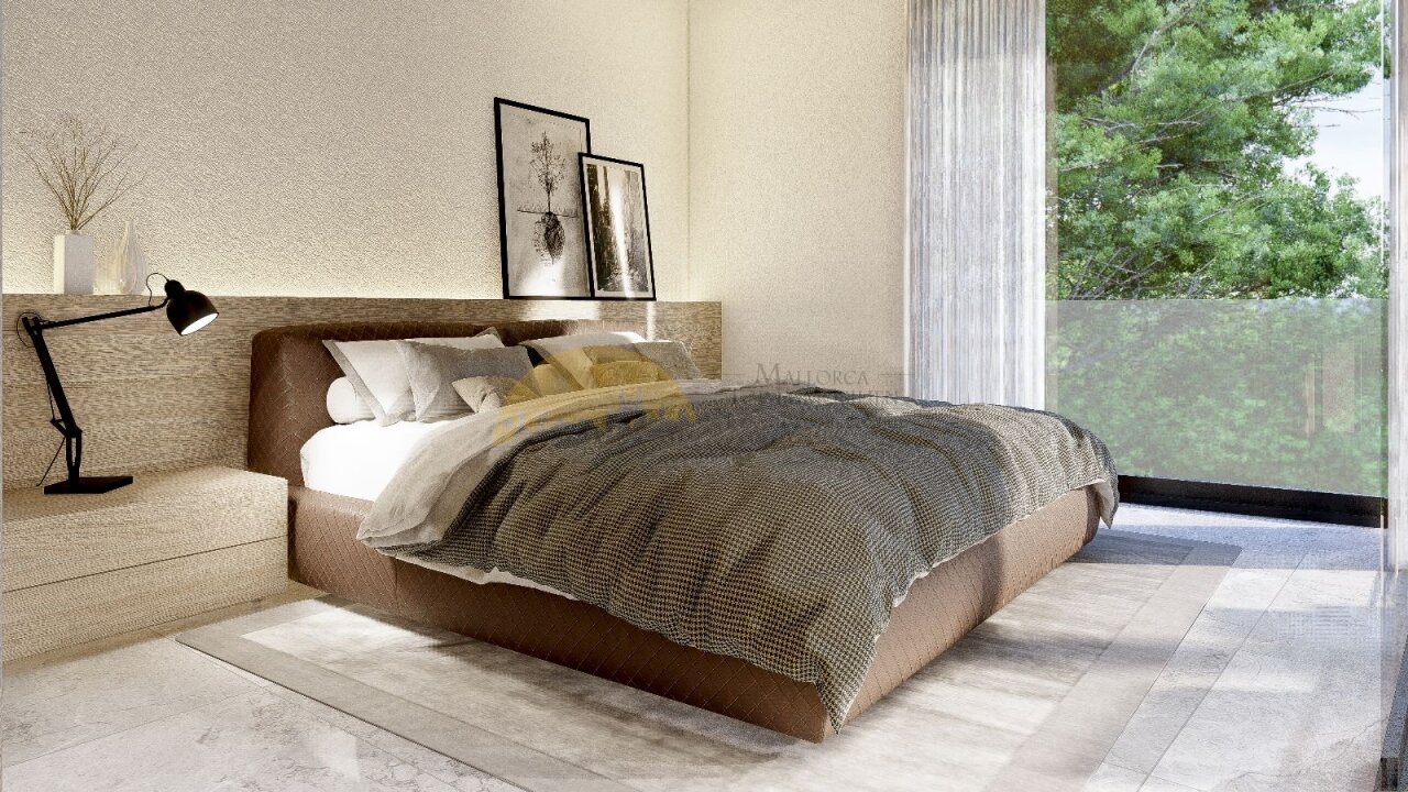 Helles Schlafzimmer mit raumhoher Verglasung und direktem Zugang zur privaten Terrasse Helles Schlafzimmer mit raumhoher Verglasung und direktem Zugang zur privaten Terrasse