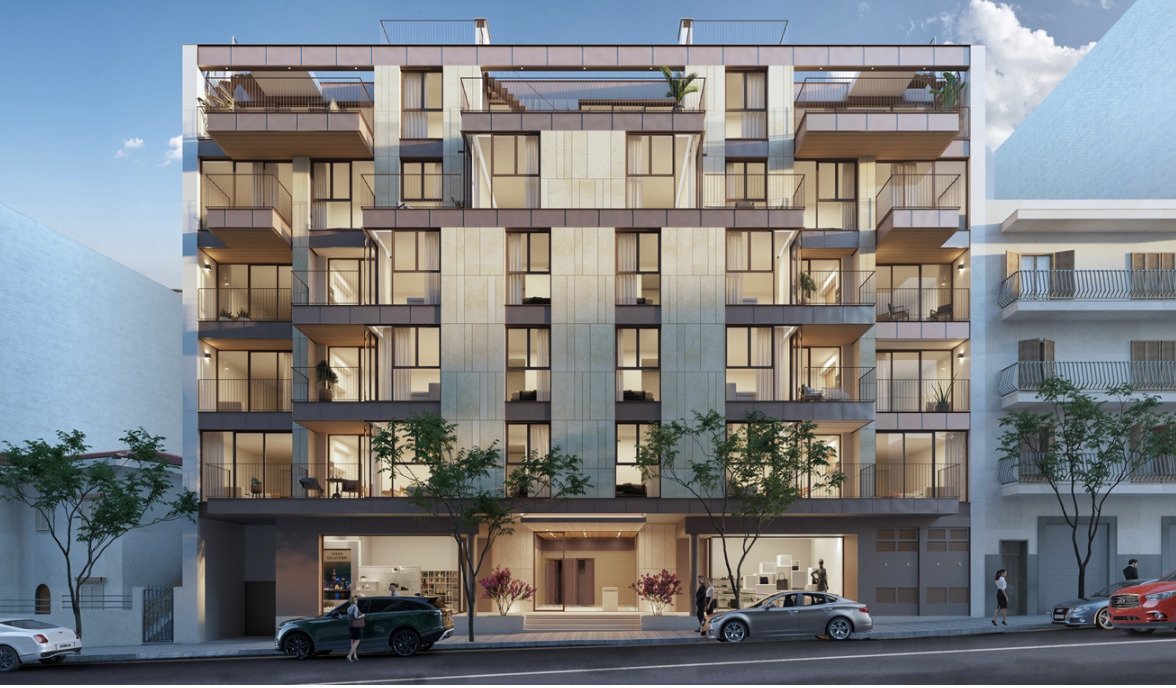 Modernes Wohnhaus mit durchdachter Fassadenstruktur und großflächigen Balkonen