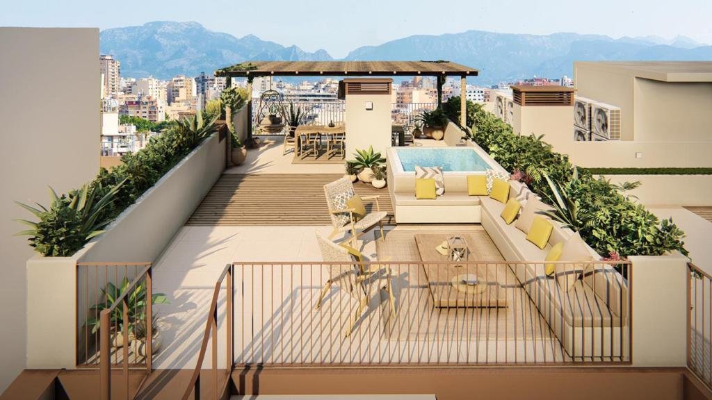 Dachterrasse mit Infinity-Pool – Exklusiver Außenbereich mit Bergpanorama und Lounge-Zonen Dachterrasse mit Infinity-Pool – Exklusiver Außenbereich mit Bergpanorama und Lounge-Zonen
