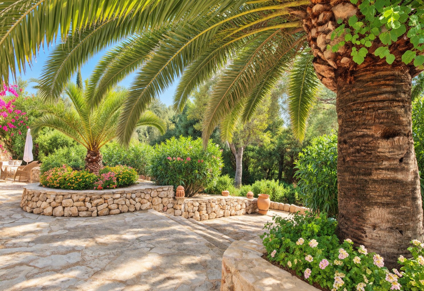 Natural Stonefinca, Generous Spaces and a Landscaped Garden with Private Retreats