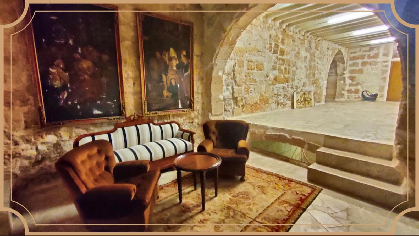 Historic vaulted room with authentic stone architecture and natural stone walls Historic vaulted room with authentic stone architecture and natural stone walls
