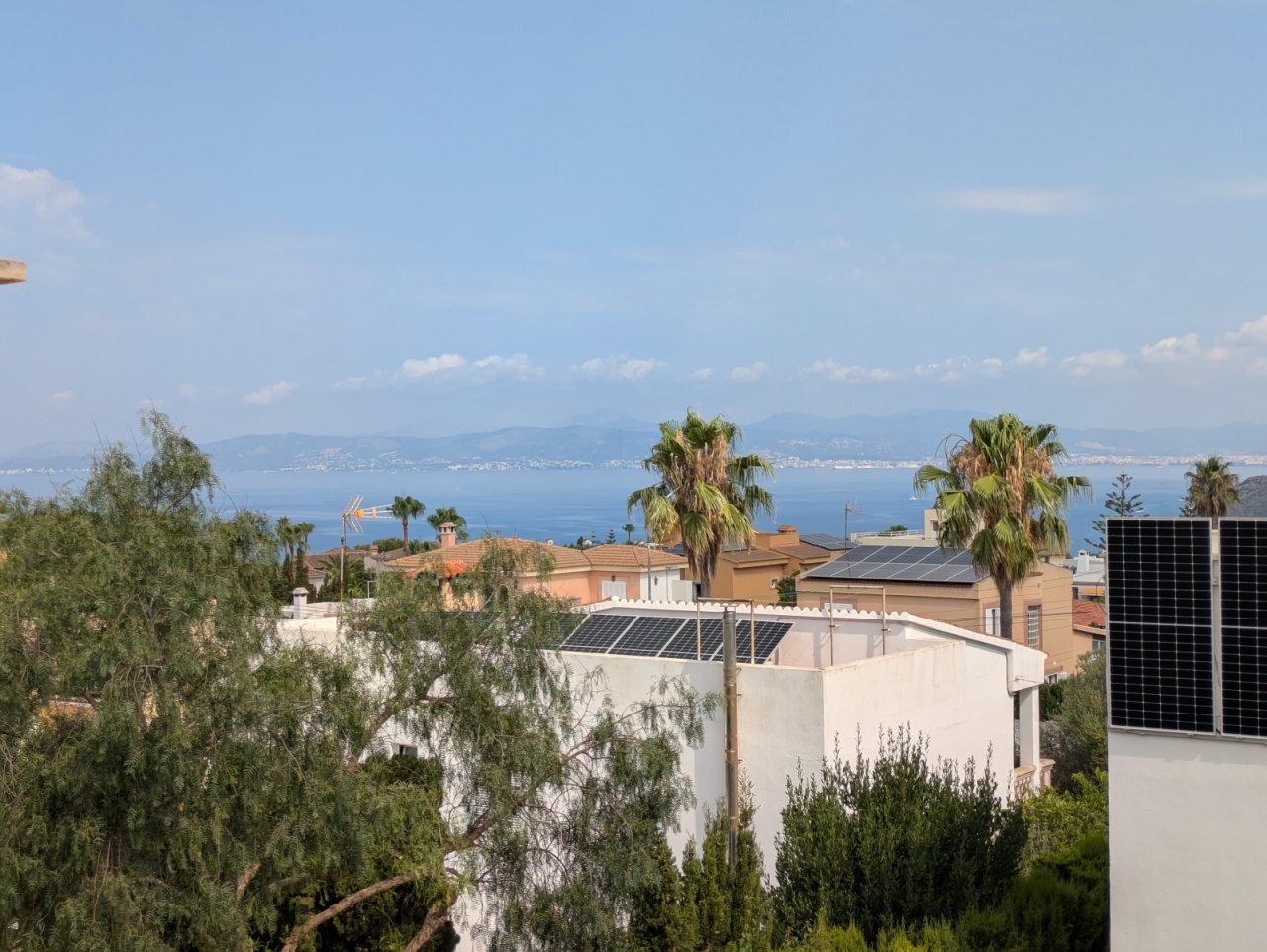 Panoramic view of the Mediterranean – Modern architecture with solar energy