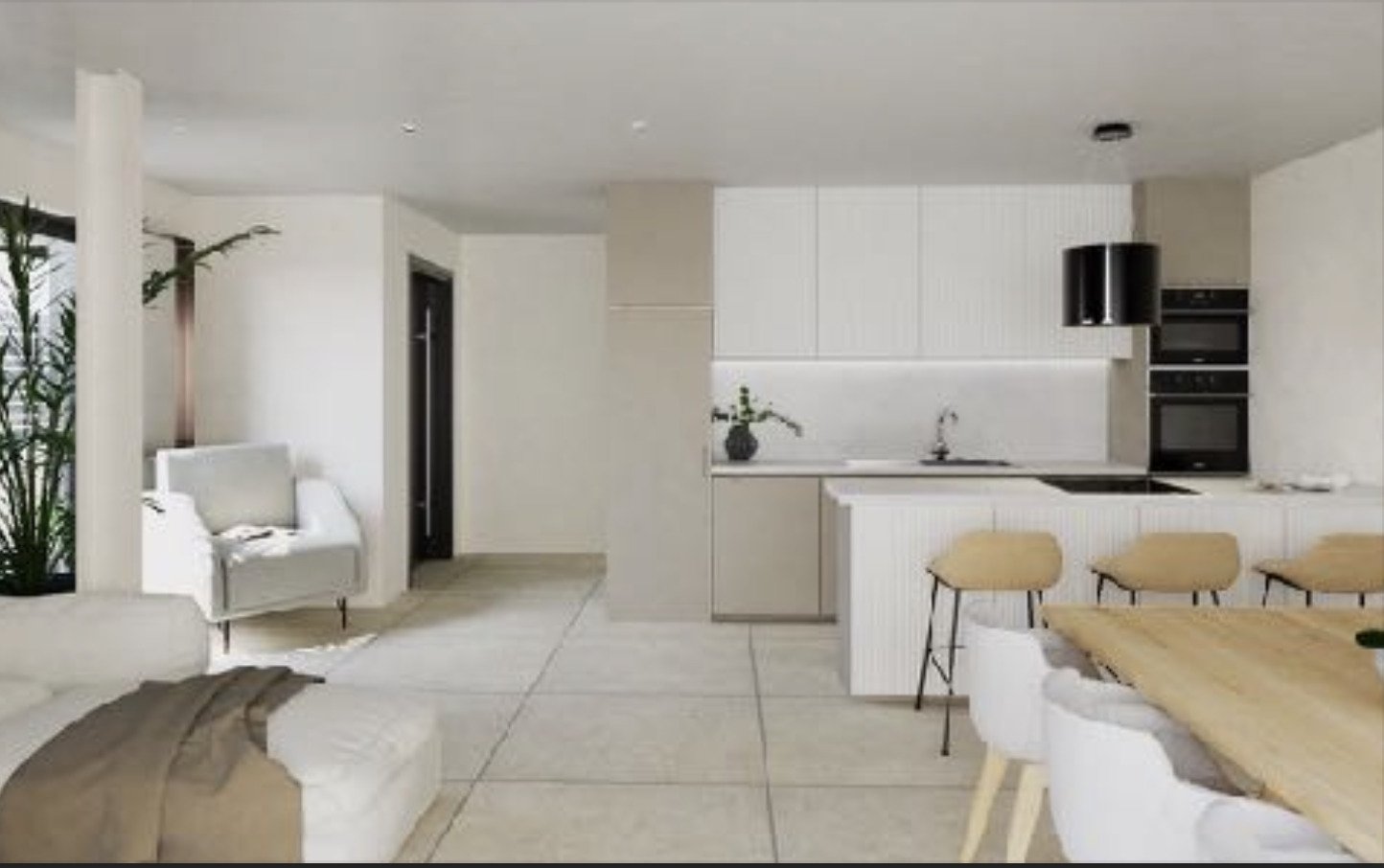 Open living and kitchen concept with high-quality furnishings and intelligent space utilization Open living and kitchen concept with high-quality furnishings and intelligent space utilization