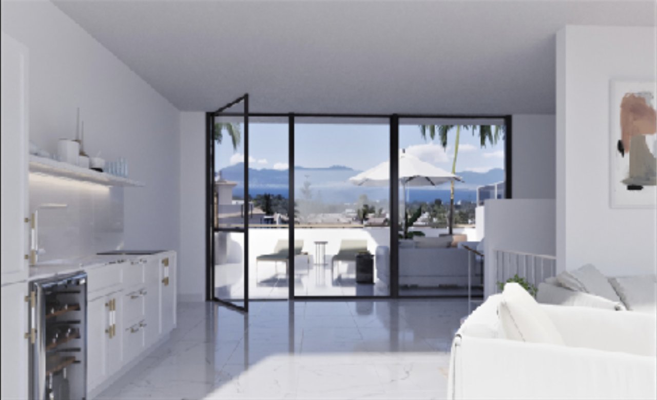 Living area with direct access to the terrace and panoramic views of the mountain landscape Living area with direct access to the terrace and panoramic views of the mountain landscape