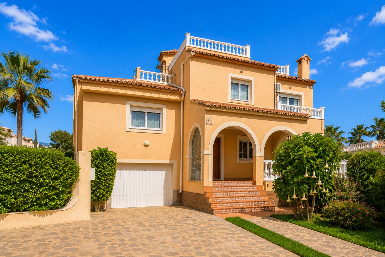 Classic villa with elegant architecture and a representative facade design