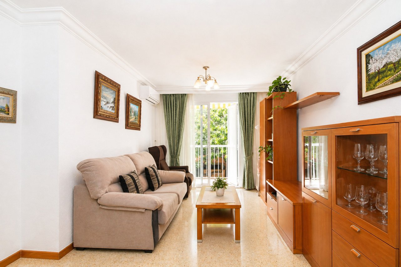 Living room with balcony access and optimal layout Living room with balcony access and optimal layout