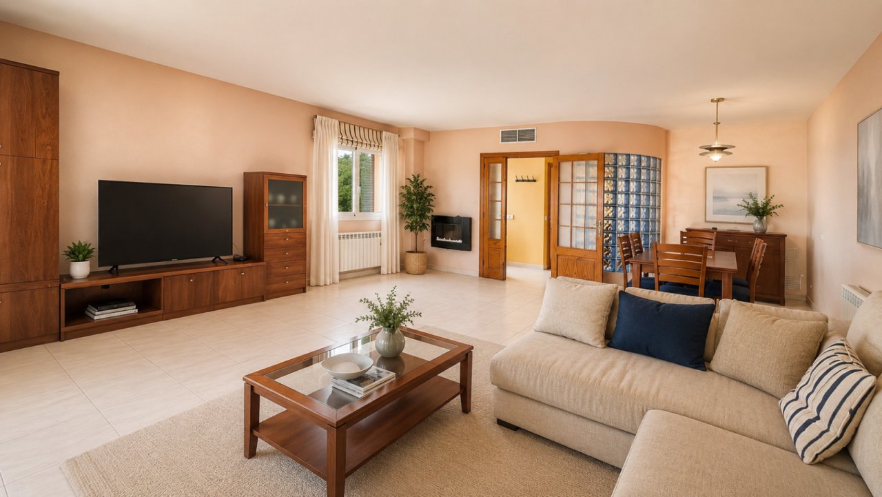 Living area with open floor plan and versatile usage options Living area with open floor plan and versatile usage options
