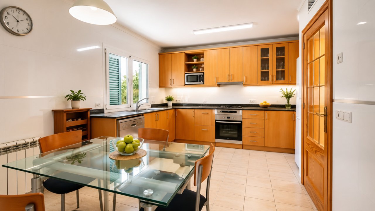 Modern kitchen with high-quality equipment and optimal workspace layout Modern kitchen with high-quality equipment and optimal workspace layout