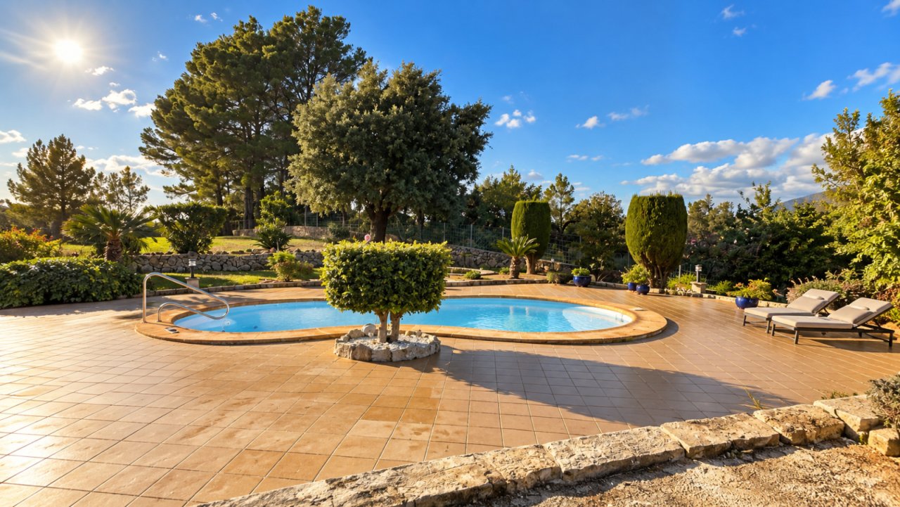 Pool facility with spacious terrace area and integrated relaxation zone Pool facility with spacious terrace area and integrated relaxation zone