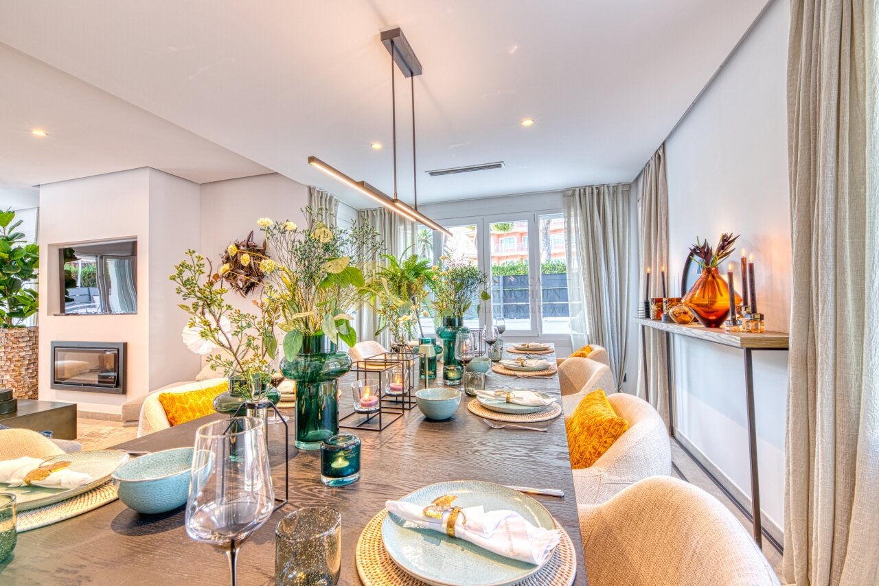 Elegant dining area with open floor plan and well-thought-out functional layout