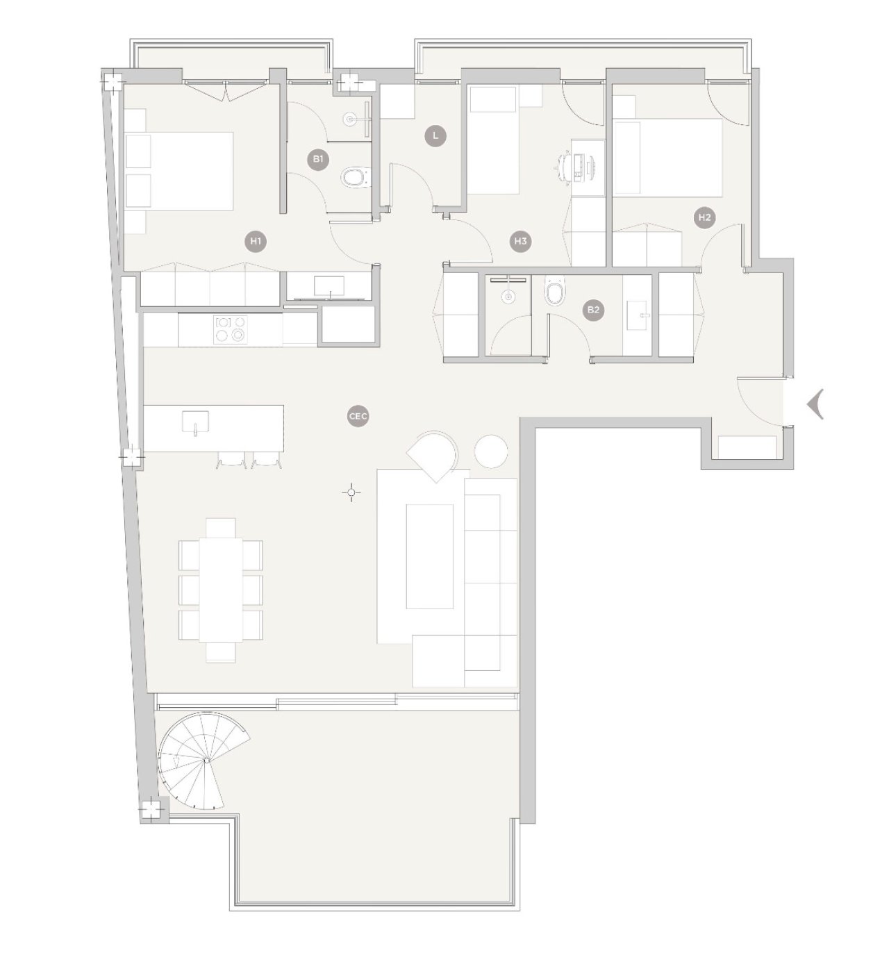 Intelligent space division with optimal functionality and flexible living areas