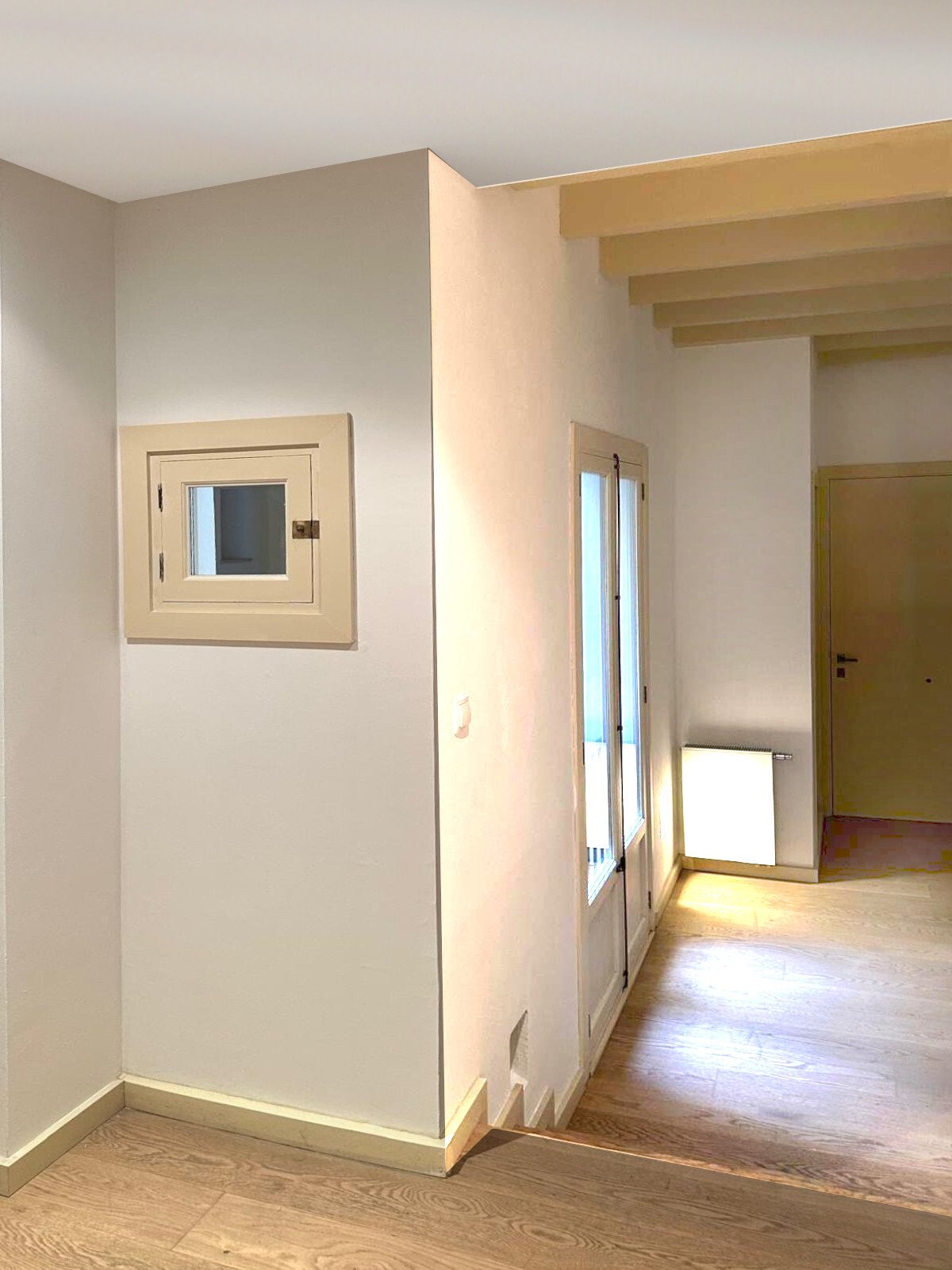 Practical household management area with integrated pass-through and optimal functionality