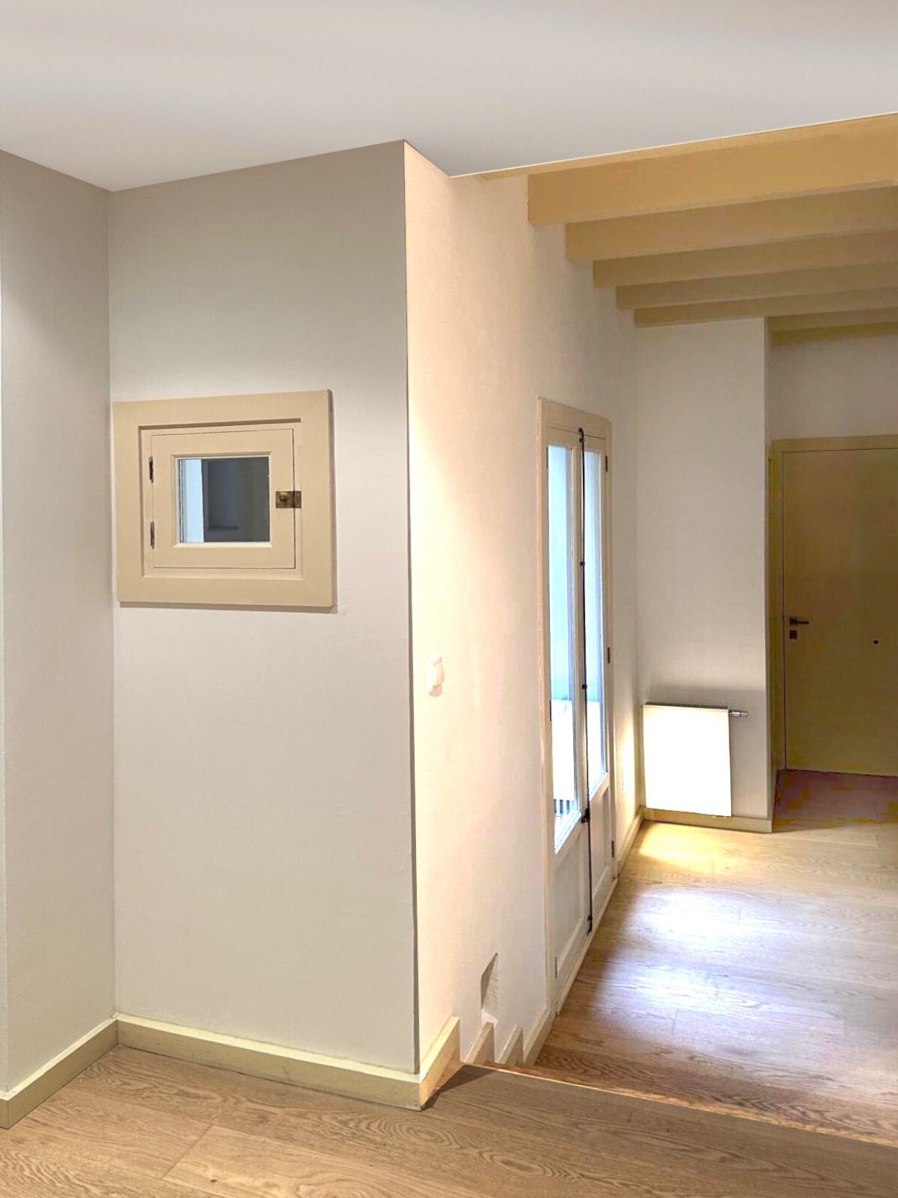 Practical household management area with integrated pass-through and optimal functionality