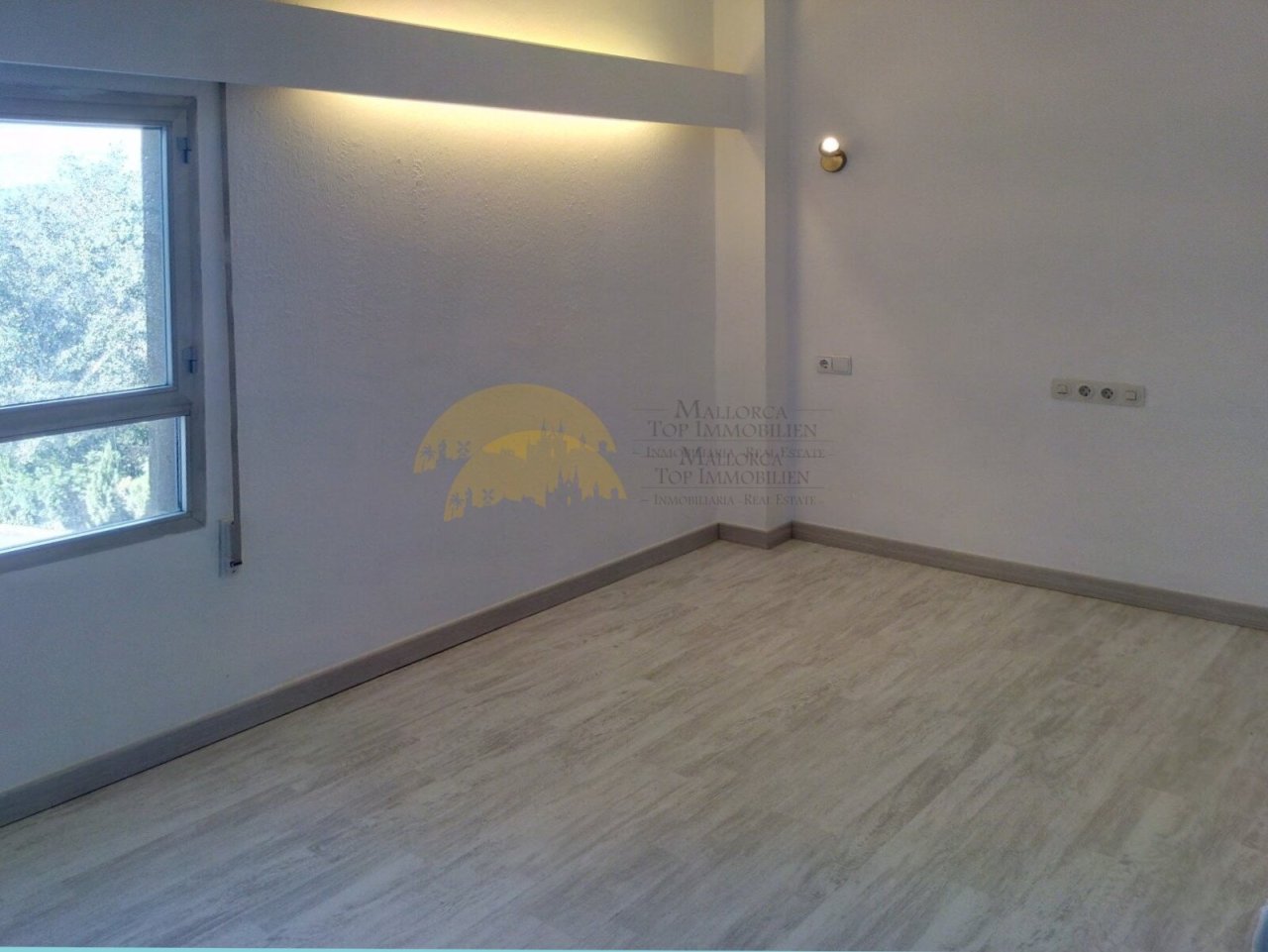 Bright room with large window and modern flooring