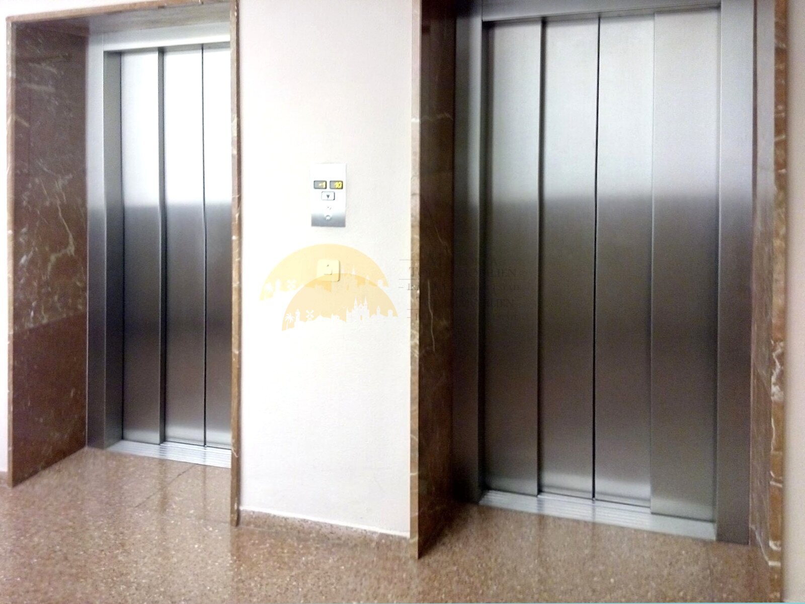 Modern elevator with high-quality stainless steel finish and reliable technology