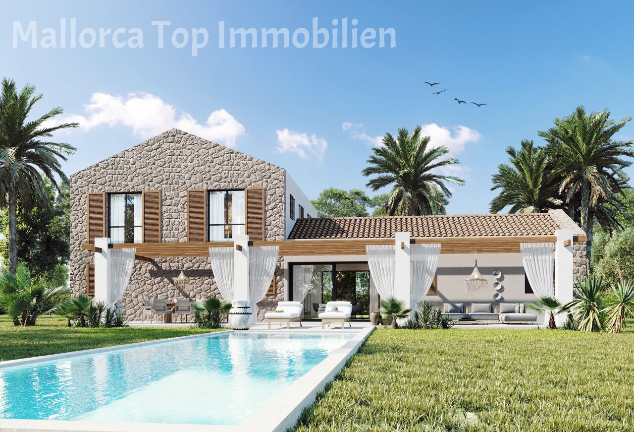 Llucmajor: Großes Grundstück mit Bauprojekt für eine moderne Finca  Llucmajor: Großes Grundstück mit Bauprojekt für eine moderne Finca