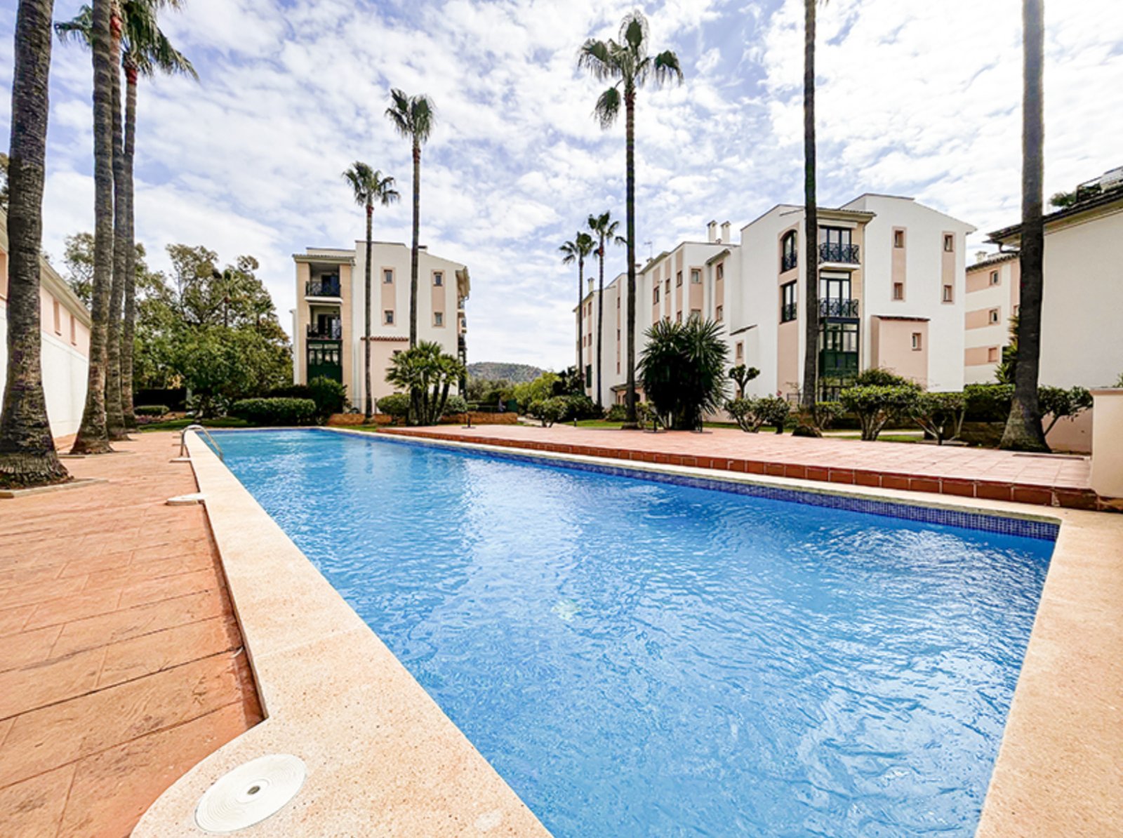 Piscina exclusiva con amplia terraza solarium y zona exterior bien cuidada
