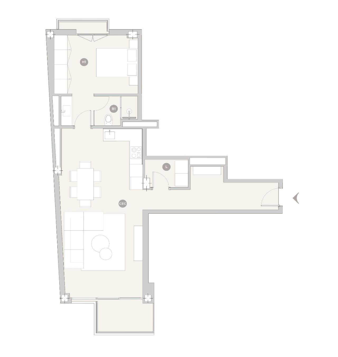 Distribución inteligente del espacio con áreas de vivienda flexibles y un concepto bien pensado de zonas funcionales Distribución inteligente del espacio con áreas de vivienda flexibles y un concepto bien pensado de zonas funcionales