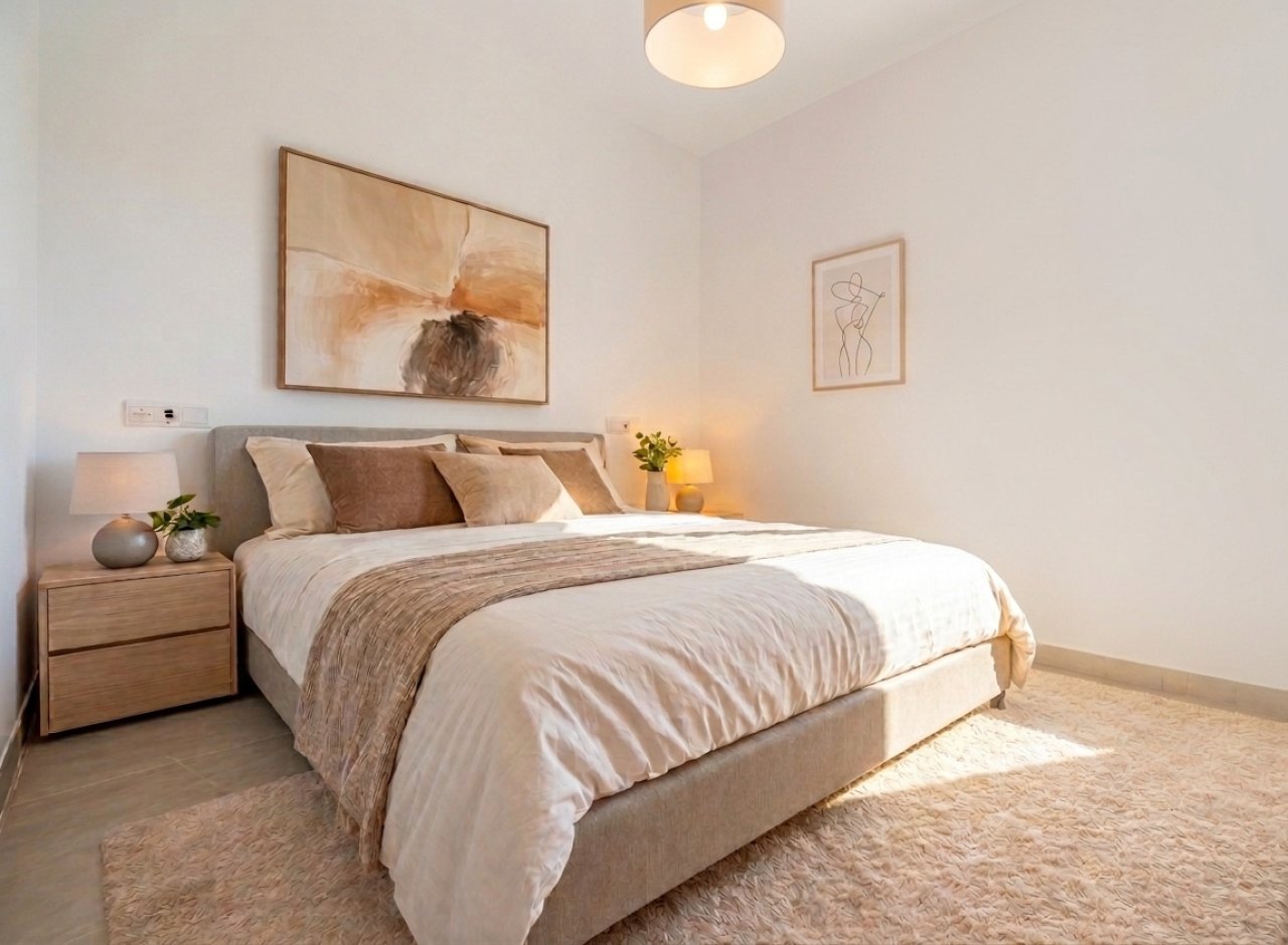 Dormitorio principal con amplias dimensiones e iluminación integrada Dormitorio principal con amplias dimensiones e iluminación integrada