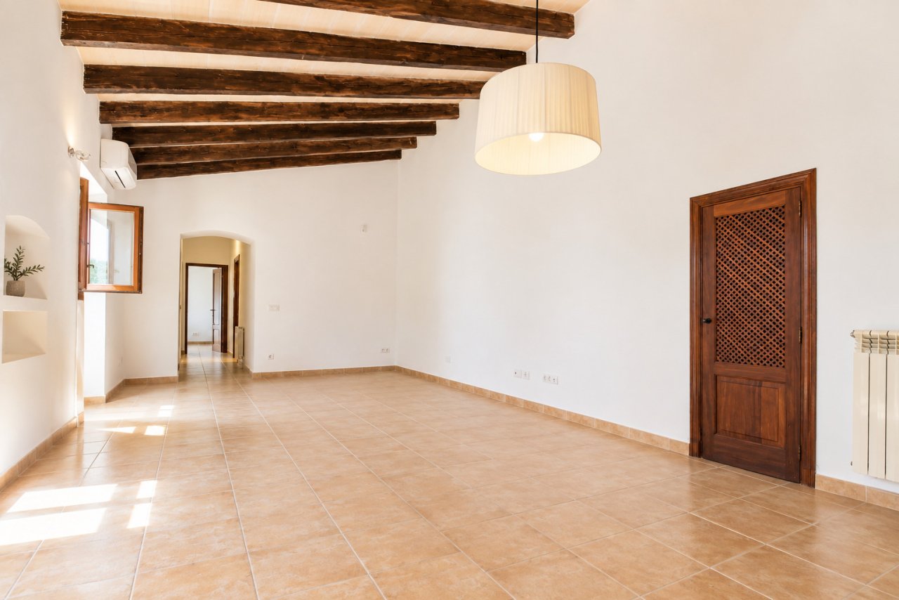 Espacio luminoso con encantantes vigas de madera en el techo y distribución inteligente del espacio Espacio luminoso con encantantes vigas de madera en el techo y distribución inteligente del espacio