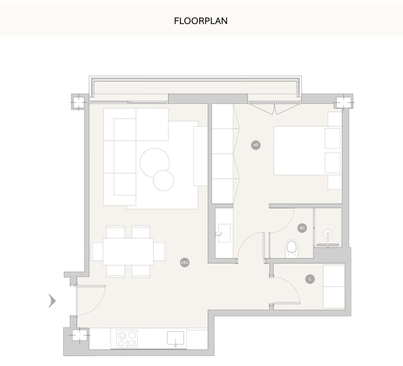 Diseño inteligente del plano con una división óptima de zonas: vivienda, descanso y trabajo perfectamente organizado Diseño inteligente del plano con una división óptima de zonas: vivienda, descanso y trabajo perfectamente organizado