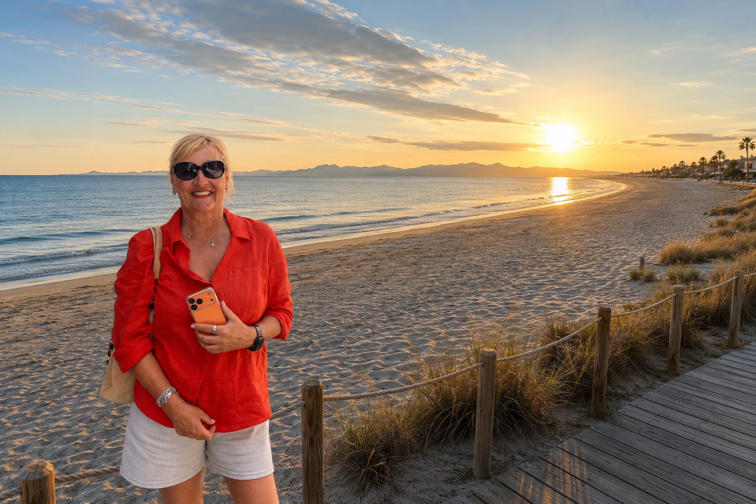 Leerer Strand auf Mallorca im Herbst und Winter bei tief stehender Sonne