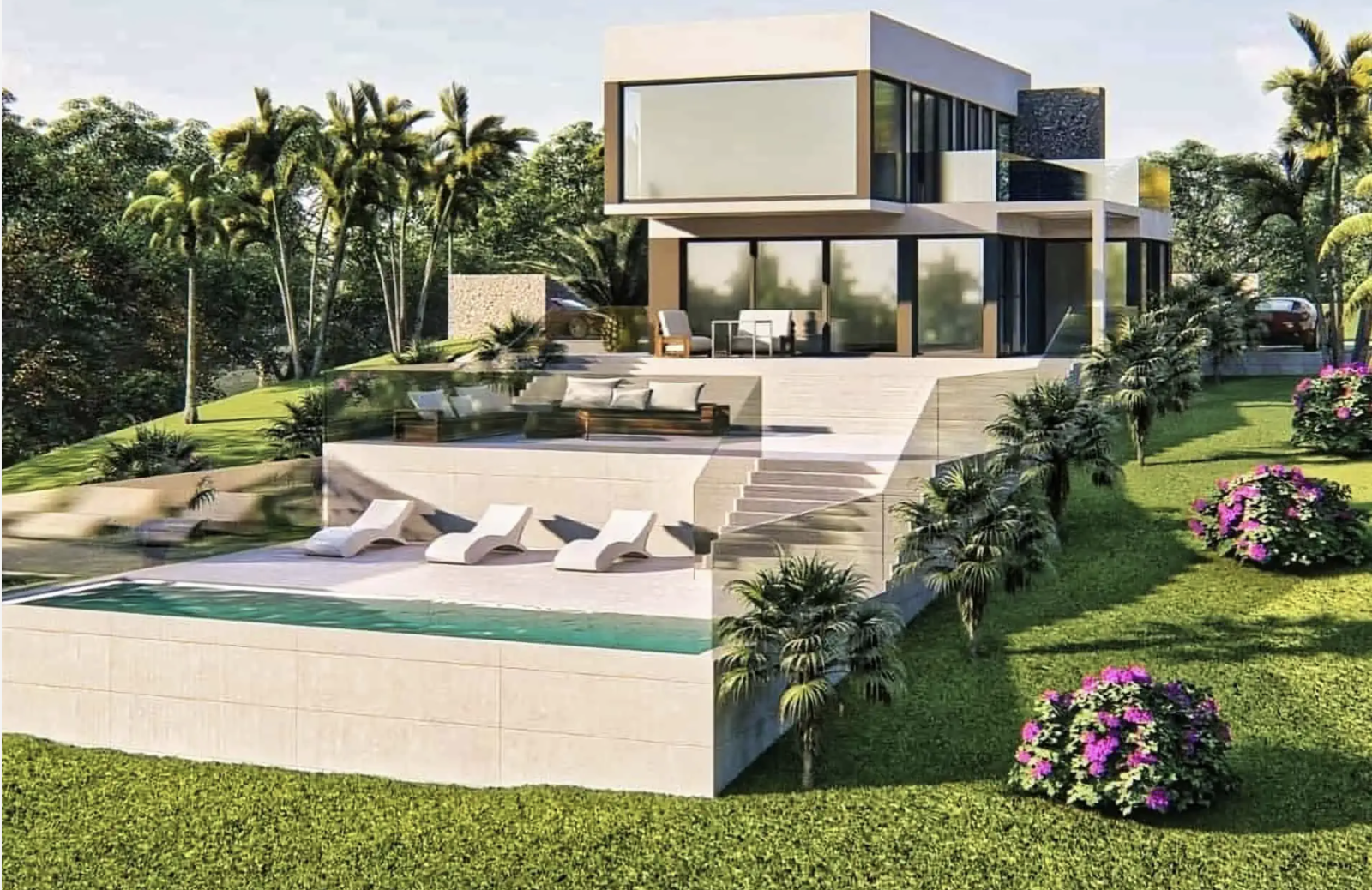 Moderne Immobilie auf Mallorca mit Pool, Meerblick und mediterraner Architektur