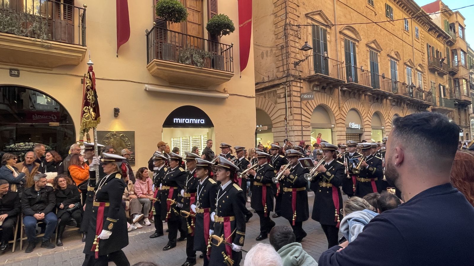 Devallement procession descending Calvari steps in Pollença