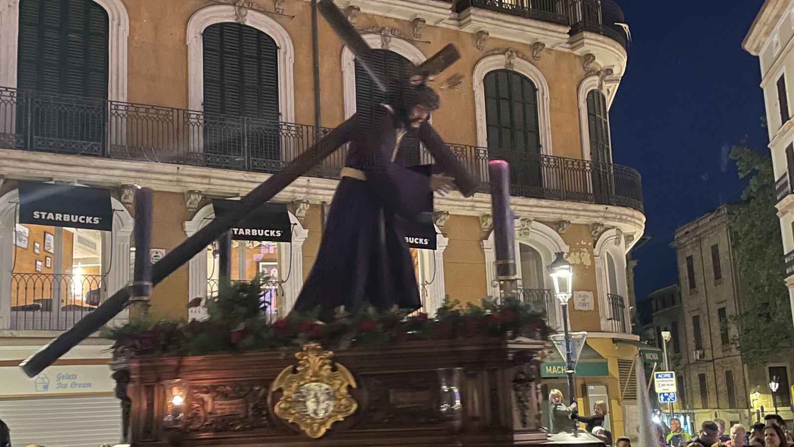 Palma Cathedral during Holy Week with decorations