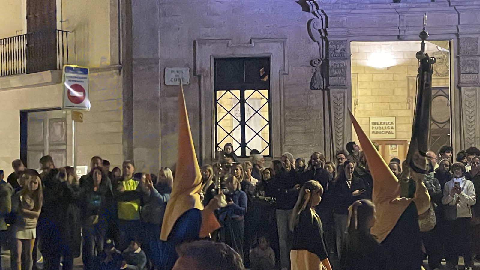 Jesus statue carried by men during Easter procession in Llucmajor